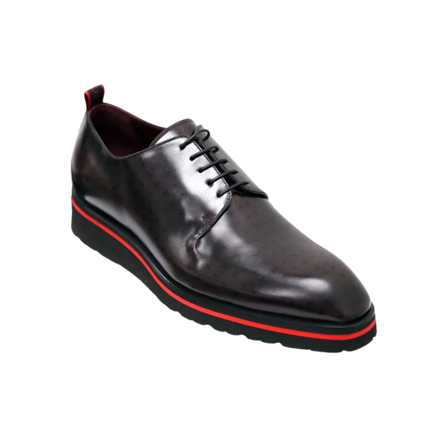 Valentino Dante Men's Shoes Polished Calf-Skin Leather V logo Derby Oxfords (VAL1009)