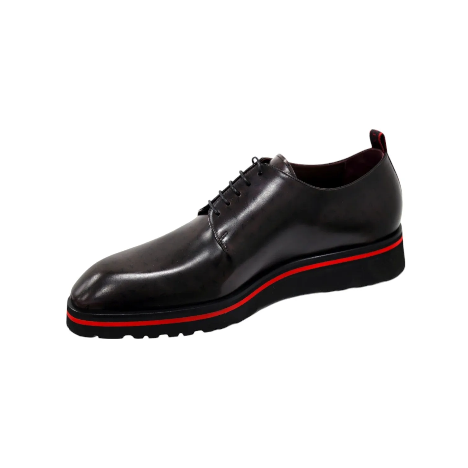 Valentino Dante Men's Shoes Polished Calf-Skin Leather V logo Derby Oxfords (VAL1009)