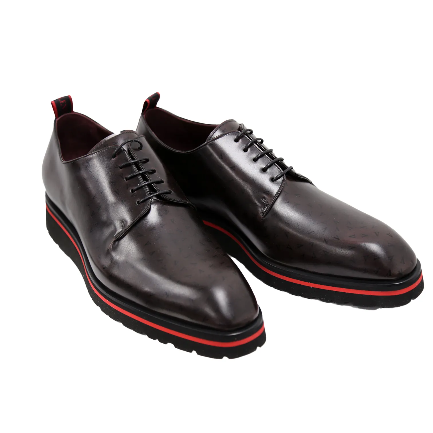 Valentino Dante Men's Shoes Polished Calf-Skin Leather V logo Derby Oxfords (VAL1009)