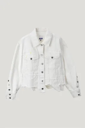 White Frayed Denim Jacket