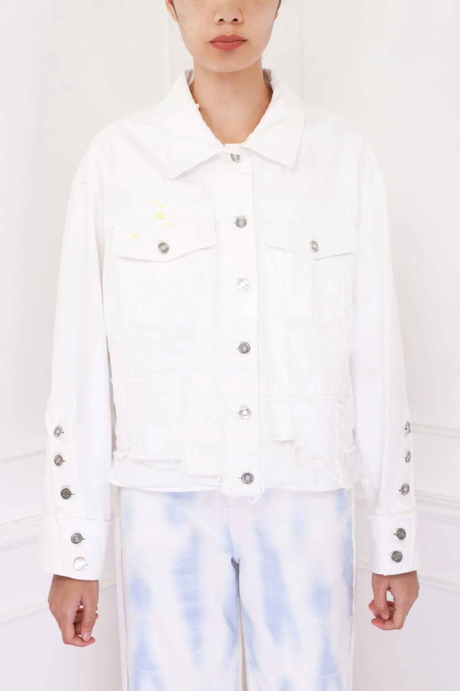 White Frayed Denim Jacket