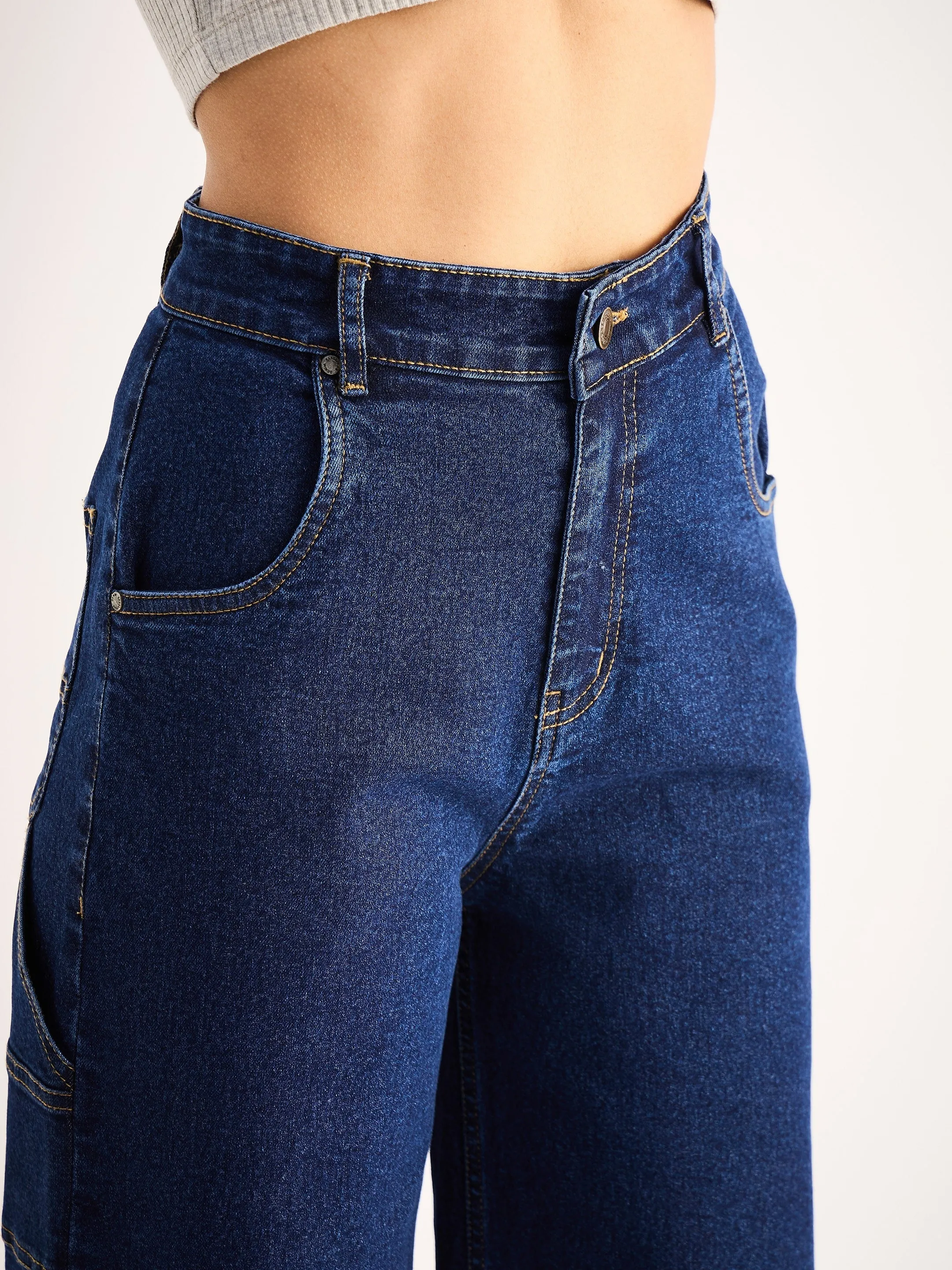 Women Blue Blast High Waist Back Pocket Jeans