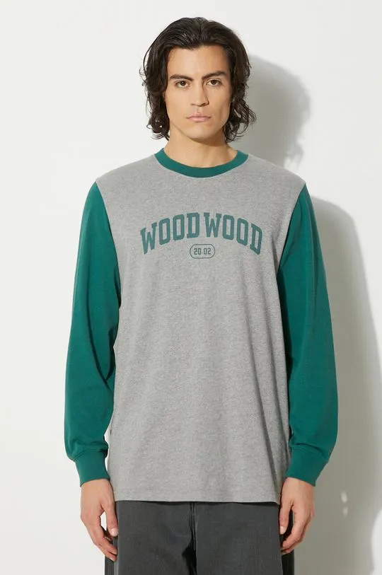 Wood Wood cotton longsleeve top Mark IVY Longsleeve gray color