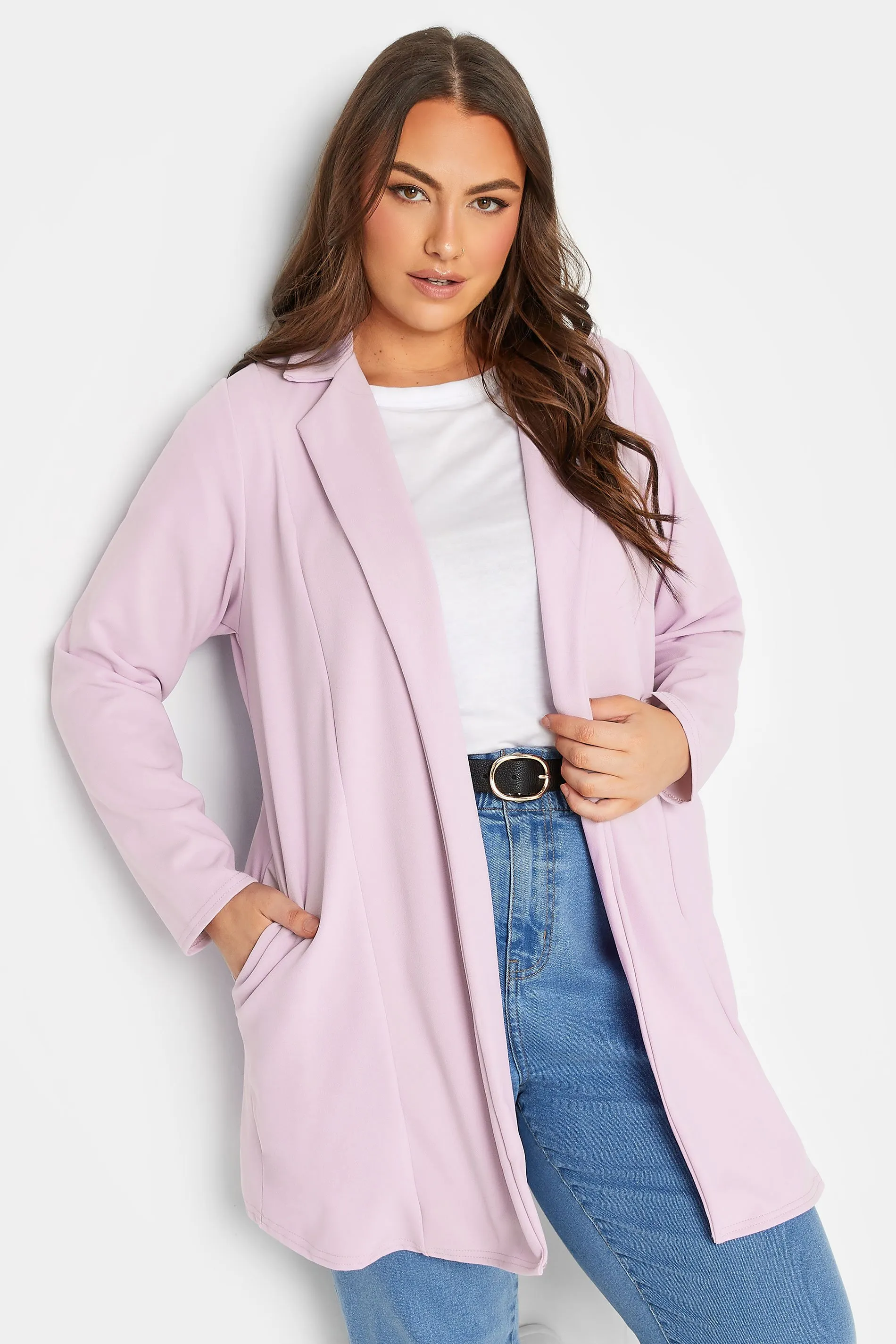 YOURS Curve Lilac Purple Longline Blazer